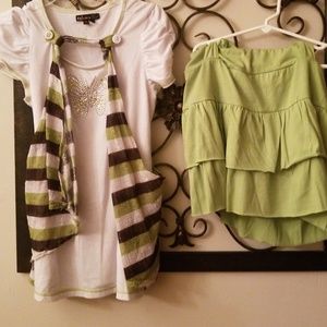 2pcs, ruffle skirt with top to match.